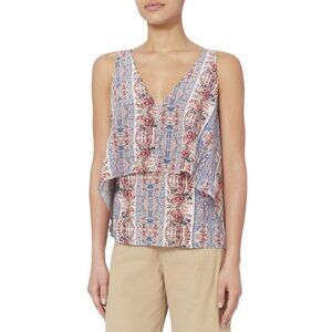 Intermix Leah Blue Floral Sleeveless Flutter Top